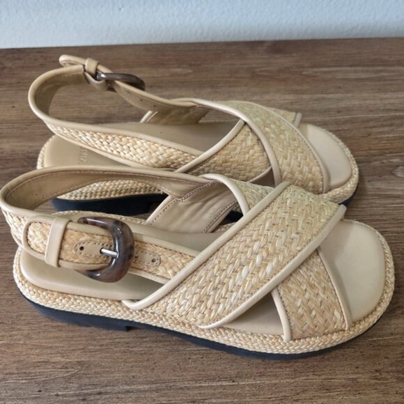 Vince Helena Raffia Lug-Sole Sandal Size 5 - Picture 6 of 9